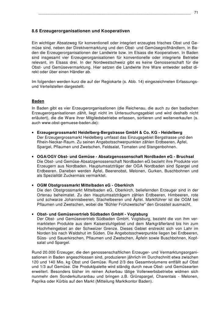 Marktanalyse Bioobst Und Biogemuse In Der Oberrheinregion