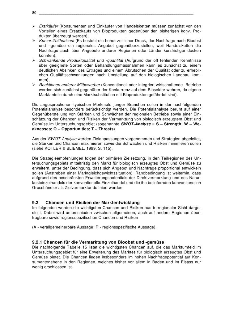 Marktanalyse Bioobst Und Biogemuse In Der Oberrheinregion