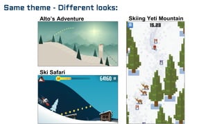 Alto’s Adventure
Ski Safari
Skiing Yeti Mountain
Same theme - Different looks:
 