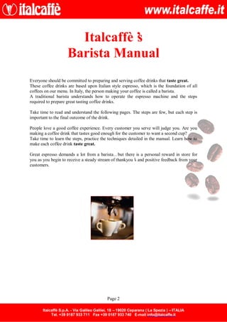 Italcaffe s barista_manual | PDF