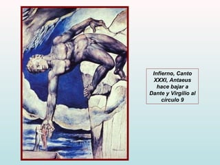 Infierno, Canto XXXI,  Antaeus hace bajar a Dante y Virgilio al círculo 9 