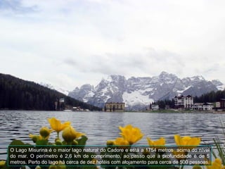 O Lago Misurina é o maior lago natural do Cadore e está a 1754 metros  acima do nível do mar. O perímetro é 2,6 km de comprimento, ao passo que a profundidade é de 5 metros.  Perto do lago há cerca de dez hotéis com alojamento para cerca de 500 pessoas.  