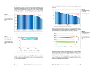Agende Digitali Regionali Telecom Italia Dicembre 2013 Agende Digitali Regionali Telecom Italia Dicembre 201350   51
Il confronto internazionale degli indicatori
Per quanto riguarda la copertura dei servizi a banda larga di base, l’Agenda Digitale pone un
obiettivo	del	100%	di	popolazione	all’orizzonte	2013.	L’Italia,	pur	non	avendo	ancora	raggiunto	
l’obiettivo,	si	colloca	al	dodicesimo	posto	tra	i	Paesi	europei,	con	il	98%	di	copertura,	superando	
di circa 3 punti percentuali la media UE28. Questo dimostra che, per quanto riguarda
l’infrastrutturazione broadband, il nostro Paese ha già raggiunto una buona posizione, anche se
centrare l’obiettivo europeo richiede ancora un ulteriore sforzo.
28Libro Bianco – AGENDE DIGITALI REGIONALI 2013
0%
20%
40%
60%
80%
100%
CY
MT
NL
BE
LU
UK
PT
FR
EL
AT
SE
IT
DK
CZ
ES
IE
LT
DE
EU28
HR
FI
HU
RO
BG
EE
LV
SK
SI
PL
Fonte: European Commission - Broadband Coverage in Europe, 2013
Obiettivo 2013
Agenda Digitale
Figura 28 – Copertura broadband standard fisso nei Paesi UE (% famiglie)
Nel confronto con i principali Paesi europei, l’Italia ha mantenuto nel corso degli ultimi tre anni
un andamento costante distaccandosi di pochi punti percentuali dalla Germania e dalla Spagna.
29	
  Libro Bianco Ð AGENDE DIGITALI REGIONALI 2013
Fonte:	
  European	
  Commission	
  -­‐	
  Broadband	
  Coverage	
  in	
  Europe,	
  2013	
  
Figura 29 Ð Evoluzione della copertura broadband standard fisso (2010-2012):
lÕ Italia rispetto ai principali Paesi UE
%famiglie
98%
97%
99%
100%
98%
85%
90%
95%
100%
2010* 2011 2012
Italia Germania Francia UK Spagna
*Copertura fissa con tecnologie DSL o Cable
	
  
	
  
Quanto	alla	copertura	NGAN,	ottenuta	considerando	le	tecnologie	di	rete	fissa	in	grado	di	fornire	
connessioni con velocità pari ad almeno 30 Mbps (VDSL, FTTP e Cavo-Docsis 3), con riferimento
al 2012 la situazione appare molto variegata tra i diversi Paesi europei, particolarmente critica
per	l’Italia	che	secondo	i	dati	della	Commissione	si	colloca	nel	fondo	della	classifica	europea	
con	il	14%	di	copertura	delle	famiglie.
In	generale,	il	54%	delle	famiglie	in	Europa	ha	già	la	possibilità	di	connettersi	con	servizi	con	
velocità	superiore	a	30	Mbps,	a	metà	strada	rispetto	all’obiettivo	2020	del	100%	di	disponibilità	
di tali servizi.
32Libro Bianco – AGENDE DIGITALI REGIONALI 2013
0%
20%
40%
60%
80%
100%
NL
SE
LU
DK
FI
UK
DE
FR
BE
AT
EE
SK
IE
LV
EU28
HU
CZ
MT
ES
SI
LT
PL
HR
CY
PT
IT
EL
BG
RO
Fonte: European Commission - Digital Agenda Scoreboard, 2013
Obiettivo 2015
Agenda Digitale
(*) Individui (16-74 anni) che hanno utilizzato Internet almeno una volta a settimana
Figura 32 – Utilizzo regolare di Internet nei Paesi UE (% popolazione)*
Rispetto al 2011 la copertura dell’Italia è cresciuta di 3 punti percentuali ma rimane comunque
in ultima posizione. Il distacco maggiore si evidenzia con il Regno Unito che ha una copertura
ultra	broadband	pari	al	70%	(ben	56	punti	percentuali	in	più	rispetto	al	valore	Italia).
31	
  Libro Bianco Ð AGENDE DIGITALI REGIONALI 2013
Figura 31 Ð Evoluzione della copertura ultra broadband (2011-2012): lÕ Italia
rispetto ai principali Paesi UE
14%
24%
66%
64%
70%
0%
20%
40%
60%
80%
100%
2011	
   2012	
  
Italia Francia Germania Spagna UK
%famiglie
	
  
	
  
Fonte:	
  European	
  Commission	
  -­‐	
  Broadband	
  Coverage	
  in	
  Europe,	
  2013	
  
Va ricordato che l’obiettivo europeo sull’ultra broadband per il 2020 è duplice, richiedendo
da	un	lato	la	copertura	per	il	100%	dei	cittadini	con	banda	larga	pari	o	superiore	a	30	Mbps,	
dall’altro	la	sottoscrizione	da	parte	del	50%	delle	famiglie	di	abbonamenti	ad	Internet	con	una	
connessione superiore a 100 Mbps.
Passando agli indicatori sull’adozione dei servizi in rete, la posizione dell’Italia nel contesto
europeo diventa più critica. Il basso livello di alfabetizzazione informatica della popolazione,
insieme ad un utilizzo della rete ancora poco intensivo, impone all’Italia di compiere uno sforzo
notevole per poter raggiungere gli obiettivi dell’Agenda.
Figura 28
Copertura broadband
standard	fisso	nei	Paesi	UE	
(%	famiglie)	
Fonte: European Commission -
Broadband Coverage in Europe,
2013
Figura 29
Evoluzione della copertura
broadband	standard	fisso	
(2010-2012): l’Italia rispetto
ai principali Paesi UE
Fonte: European Commission -
Broadband Coverage in Europe,
2013
Figura 30
Copertura NGAN nei Paesi
UE	(%	famiglie)	
Fonte: European Commission -
Broadband Coverage in Europe,
2013
Figura 31
Evoluzione della copertura
ultra broadband (2011-
2012): l’Italia rispetto ai
principali Paesi UE
Fonte: European Commission -
Broadband Coverage in Europe,
2013
 