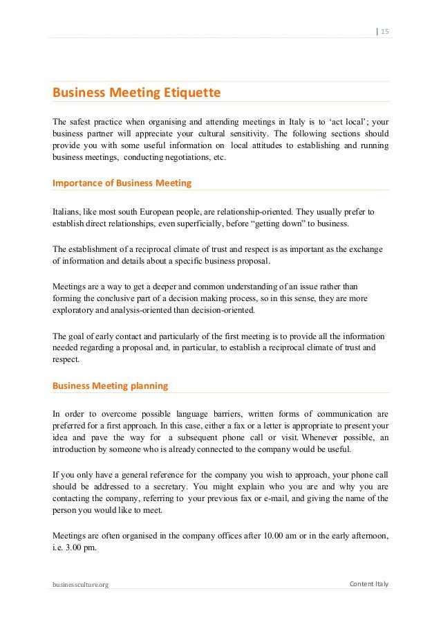 Italy business custom essay
