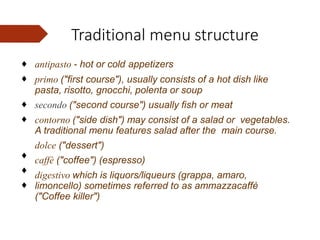 First Course Italian Menu Italian cuisine | PPTX