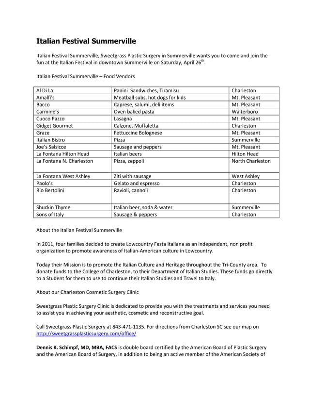 Italian festival summerville PDF