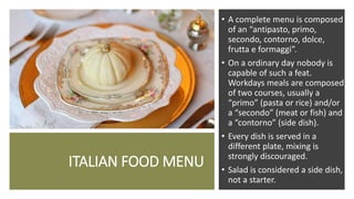 Two Course Italian Menu Names Italian food customs and traditions | PPTX