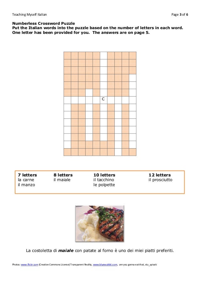 Italian food vocabulary meat and poultry