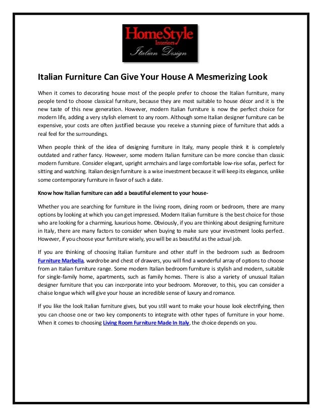 Italian Furniture Can Give Your House A Mesmerizing Look