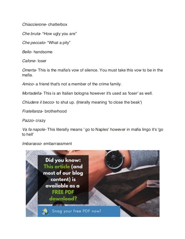 Italian Mafia Slang Terms