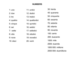 Italian ppt basic vocabulary | PPT