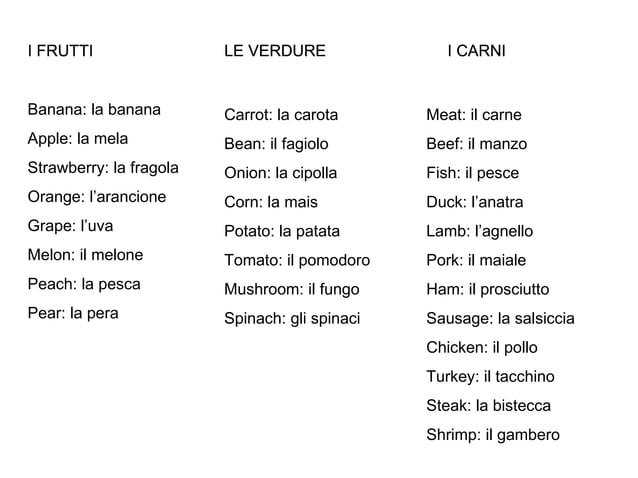 Italian ppt basic vocabulary | PPT