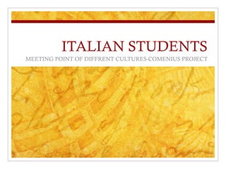 ITALIAN STUDENTS MEETING POINT OF DIFFRENT CULTURES-COMENIUS PROJECT 