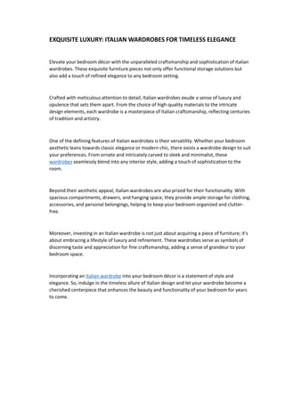 EXQUISITE LUXURY: ITALIAN WARDROBES FOR TIMELESS ELEGANCE | PPT