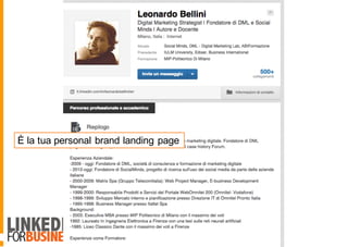 È la tua personal brand landing page
 