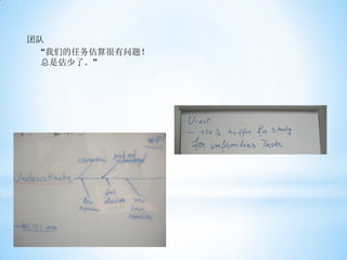 团队
  “我们的任务估算很有问题！
  总是估少了。”
 