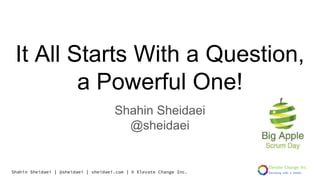 Shahin Sheidaei | @sheidaei | sheidaei.com | © Elevate Change Inc.
It All Starts With a Question,
a Powerful One!
Shahin Sheidaei
@sheidaei
 
