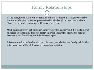 Family Roles In Italy Italy | PPT