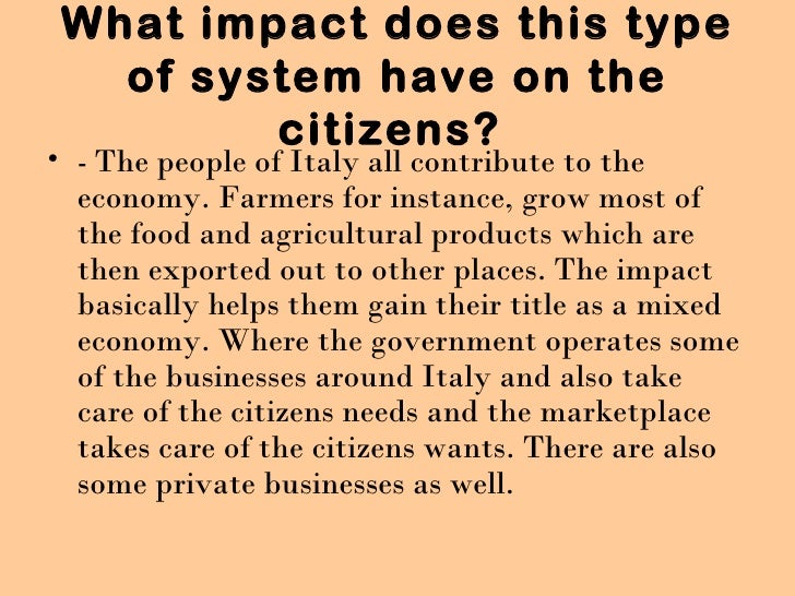 What type of economic system does Italy have?