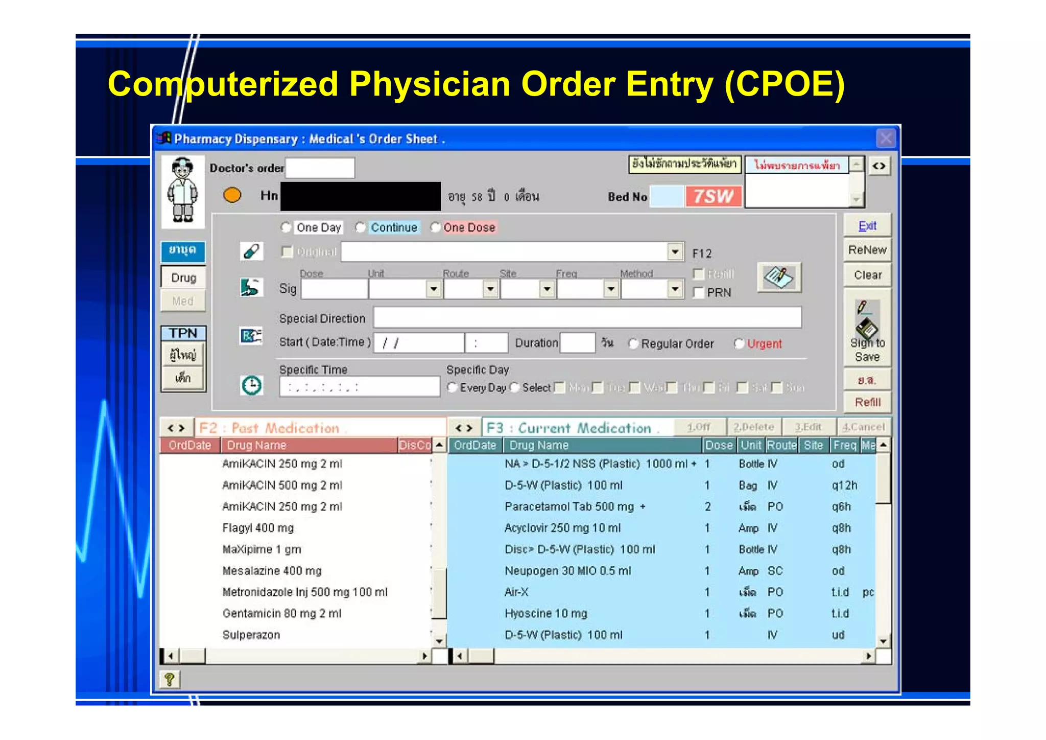 Computerized Physician Order Entry (CPOE)
 