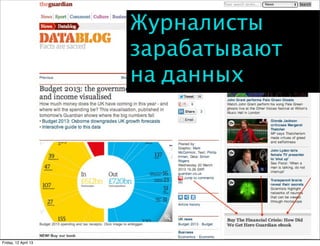 Журналисты
                      зарабатывают
                      на данных




Friday, 12 April 13
 