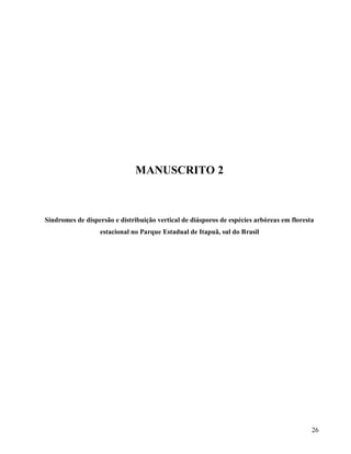 MANUSCRITO 2

Síndromes de dispersão e distribuição vertical de diásporos de espécies arbóreas em floresta
estacional no Parque Estadual de Itapuã, sul do Brasil

26

 