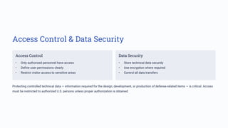 ITAR Compliance Checklist with eAuditor Audits and inspections | PDF