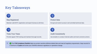 ITAR Compliance Checklist with eAuditor Audits and inspections | PDF