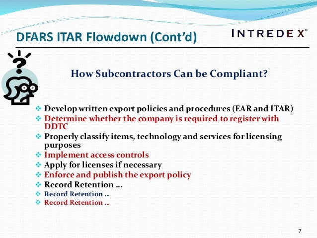 ITAR Compliance And Interactions With Customers Suppliers
