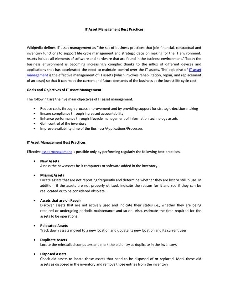 It asset management best practices