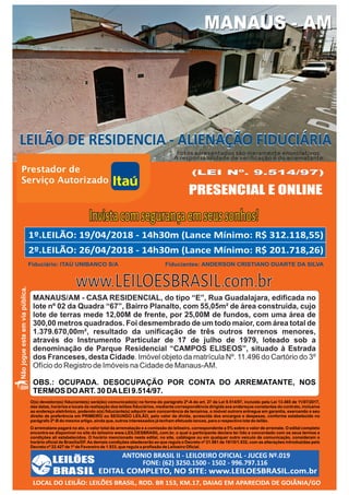 LEILÃO DE CASA RESIDENCIAL (LEI 9.514/97)