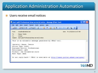 Application Administration Automation
  Users receive email notices




                                        28
 