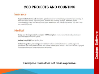 200 PROJECTS AND COUNTING
Enterprise Class does not mean expensive
CustomSoftware
 