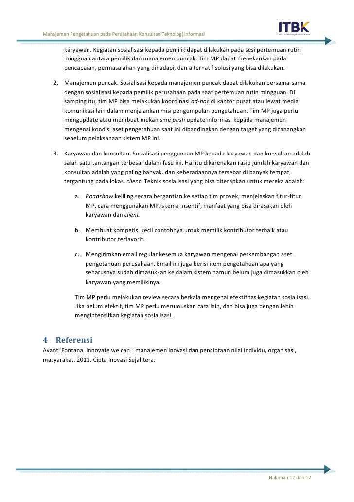 MM ITBK-MI-Inovasi Manajemen Pengetahuan Pada Perusahaan 