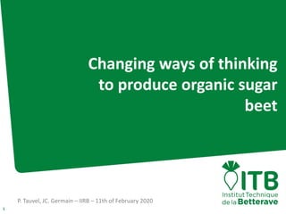 P. Tauvel, JC. Germain – IIRB – 11th of February 2020
1
Changing ways of thinking
to produce organic sugar
beet
 