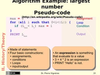 A list of cells Each cell is assigned an address (a number) and can store a fixed amount of informations (8, 16, 32 or 64 bits) Memory can contains instructions or data The cell addressed  #1234  contains “0101” 