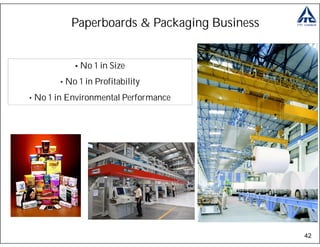 Paperboards & Packaging Business


           • No 1 in Size

       • No 1 in Profitability

• No 1 in Environmental Performance




                                             42
 