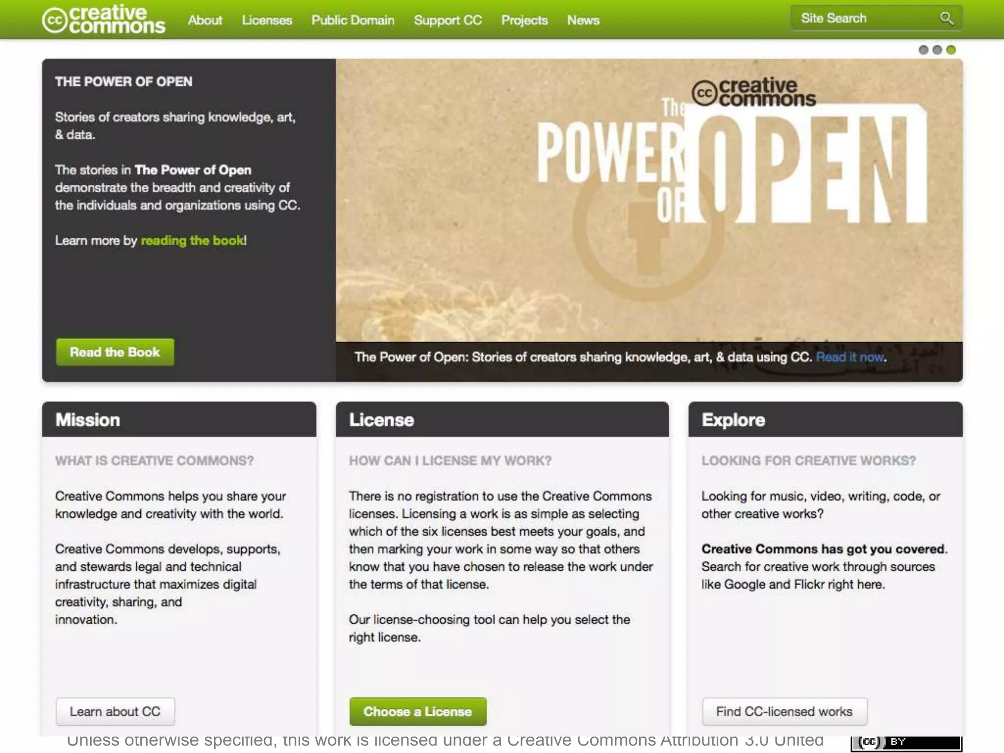 Creative Commons: Enabling
24
      OER




     Unless otherwise specified, this work is licensed under a Creative Commons Attribution 3.0 United
 