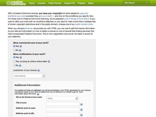 Creative Commons: Pick a
27
      License




     Unless otherwise specified, this work is licensed under a Creative Commons Attribution 3.0 United
 