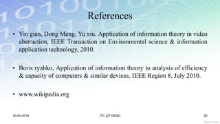 Applications of Information Theory | PPTX