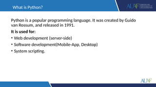 ITC 110 Week 10 Introdution to Python .pptx