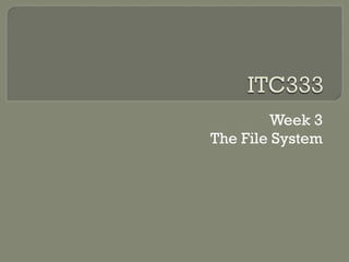 Week 3
The File System
 
