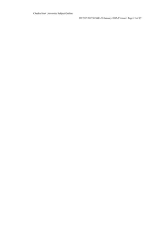 Charles Sturt University Subject Outline
ITC597 201730 SM I-28 January 2017-Version 1 Page 13 of 17
 