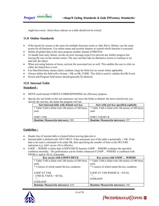 Itc abap coding standards & code efficiency standards | PDF