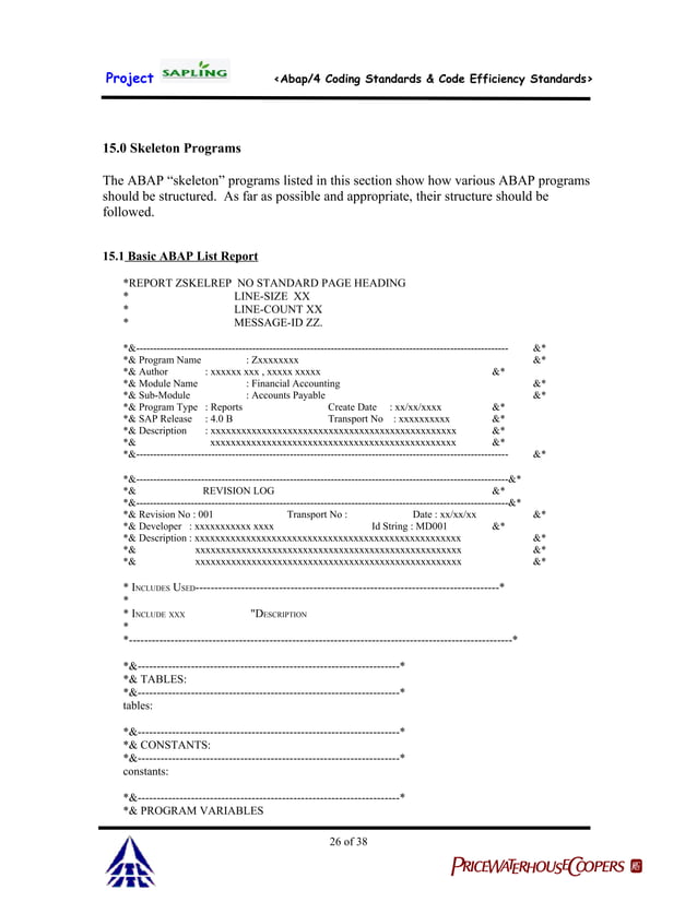 Itc abap coding standards & code efficiency standards | DOC