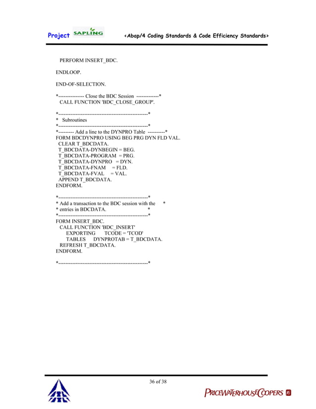 Itc abap coding standards & code efficiency standards | DOC