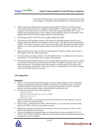 Itc abap coding standards & code efficiency standards | PDF