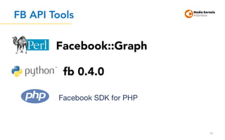 FB API Tools
40
Facebook::Graph
fb 0.4.0
 
