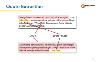 Quote Extraction
74
QUOTE QUOTE HOLDER
 