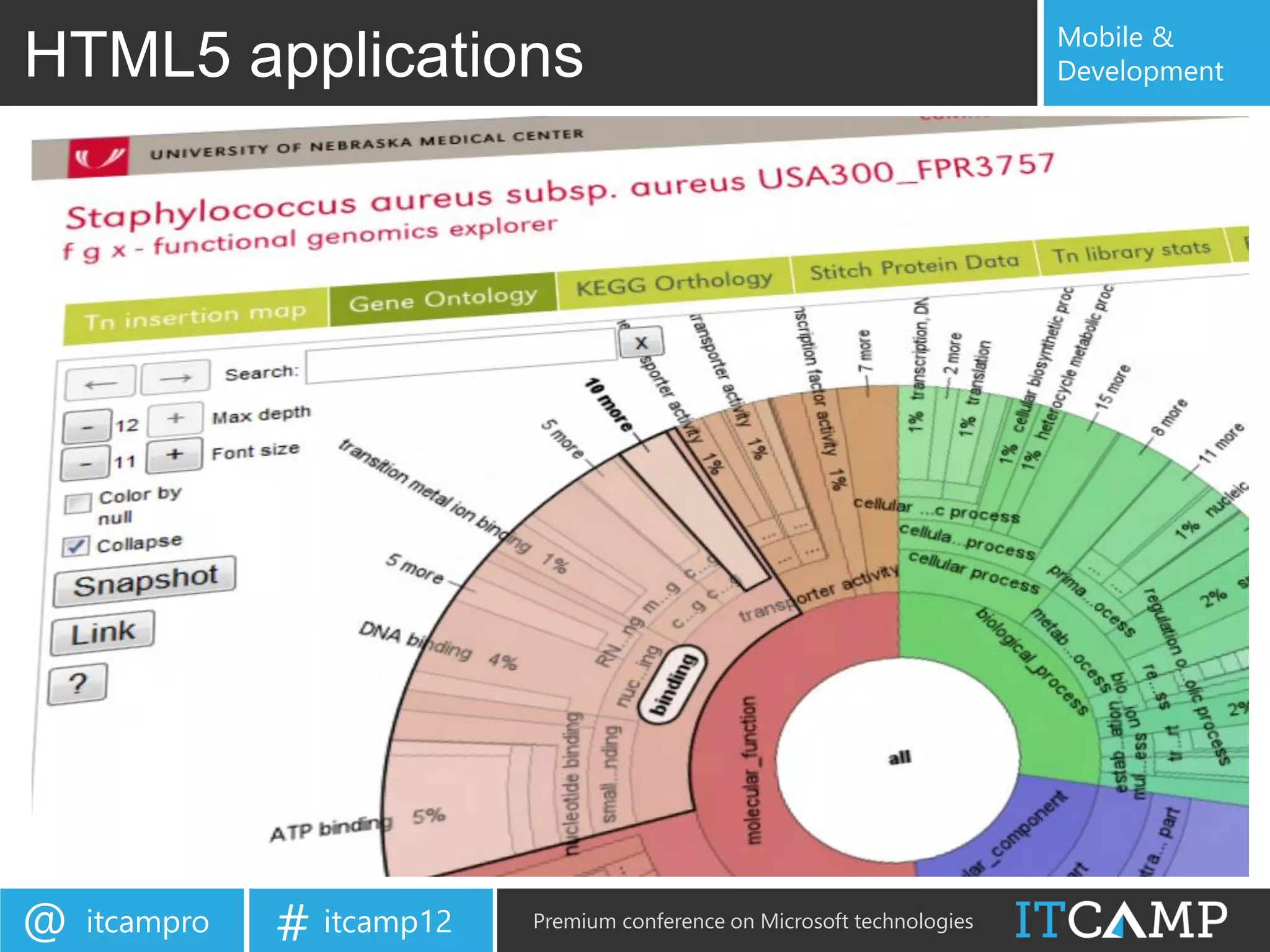 Mobile &
HTML5 applications                                                         Development




@   itcampro   # itcamp12   Premium conference on Microsoft technologies
 